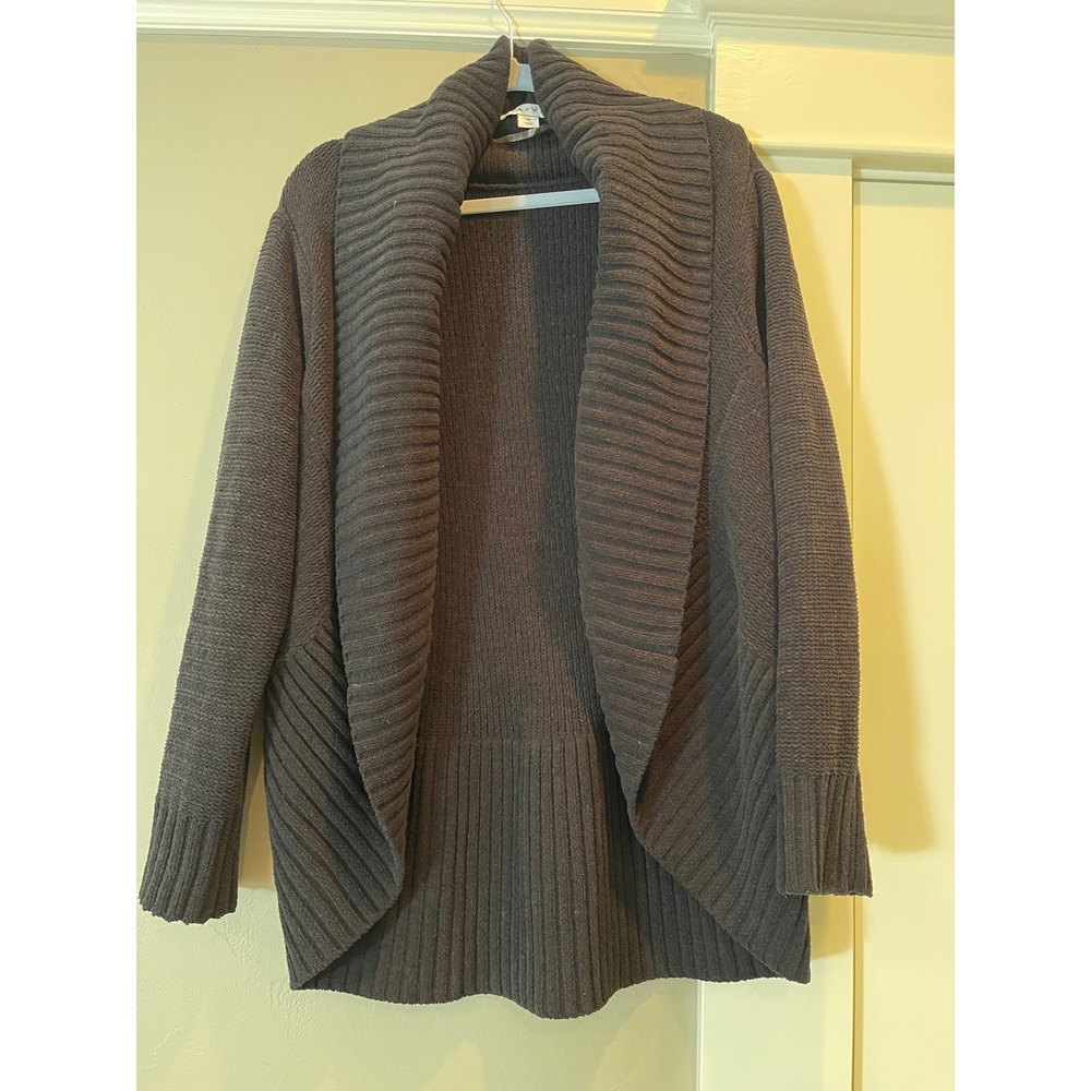 Ava & Viv Womens 2X Black Shawl Collar Open Front Popcorn Knit Cardigan